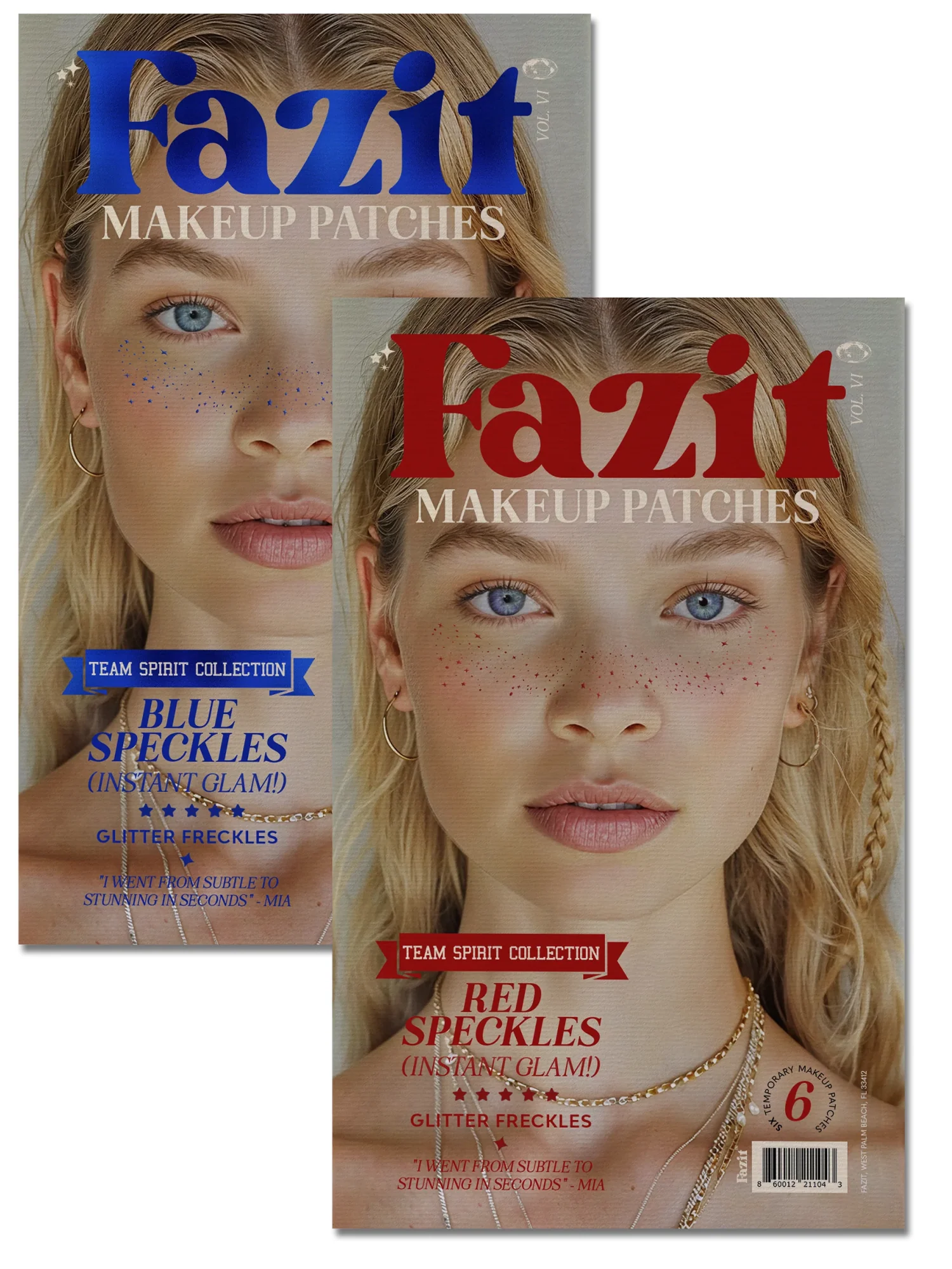 Blue + Red Speckles Makeup Patches