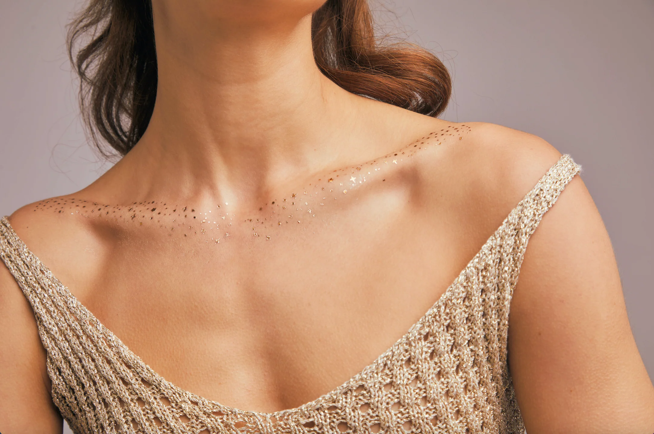 Gold Decolletage Glitter Makeup Patches - Image 3